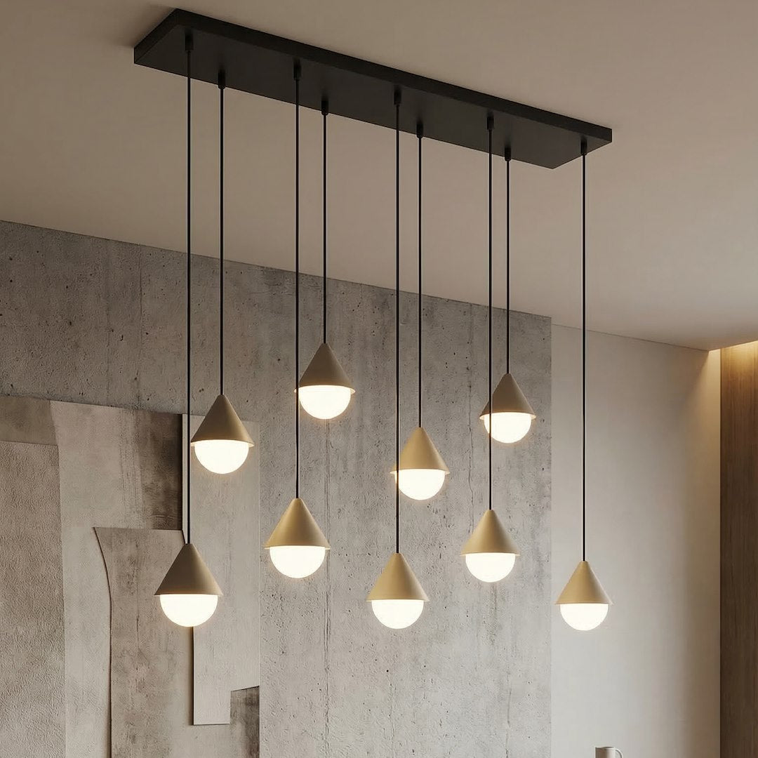 Giro 9 Light Linear Pendant Black & Beige