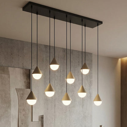 Giro 9 Light Linear Pendant Black & Beige