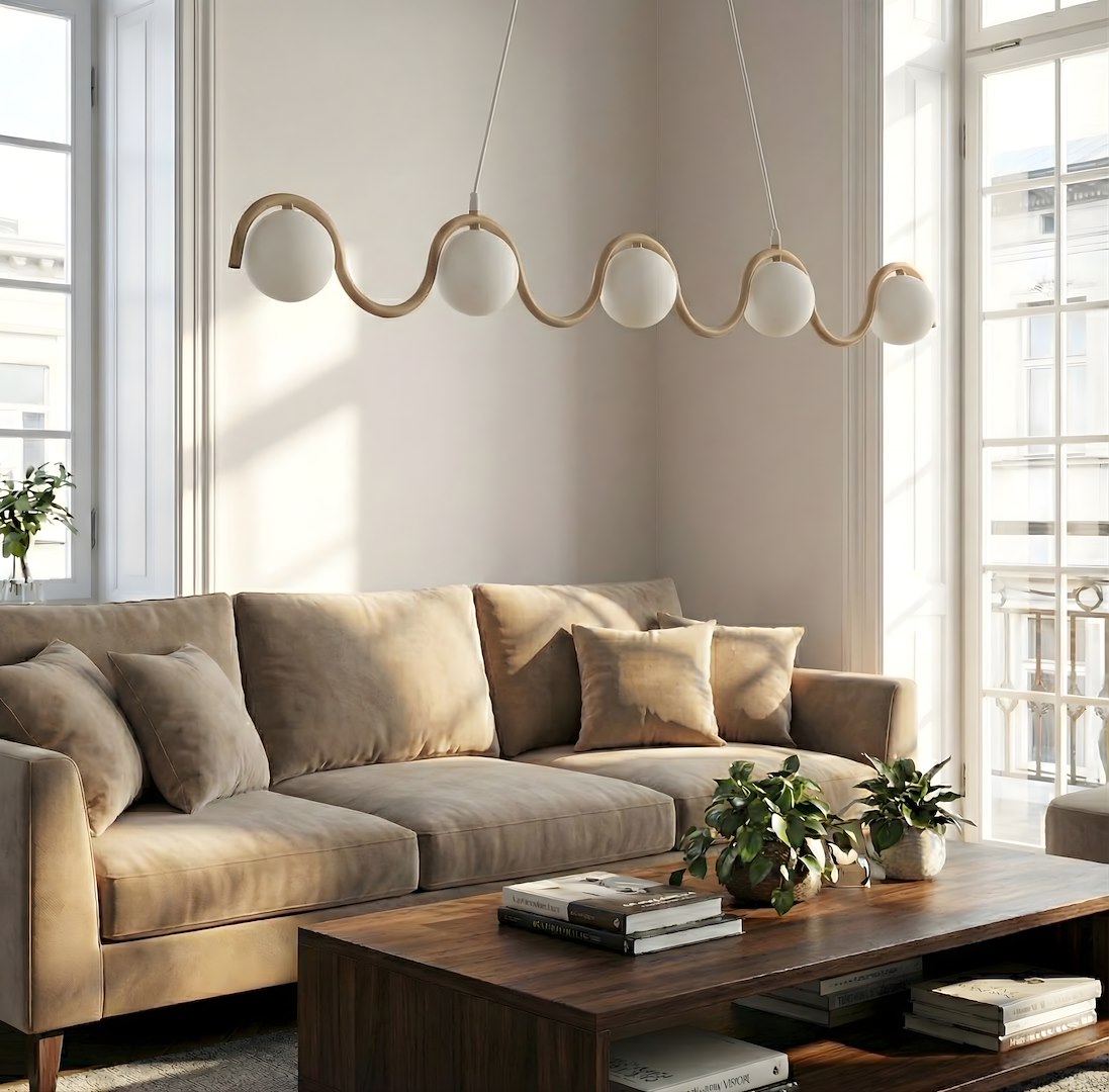 Sinus 5 Light Linear Pendant Beige