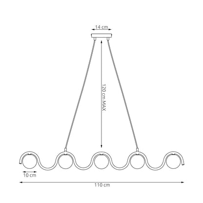 Sinus 5 Light Linear Pendant Beige