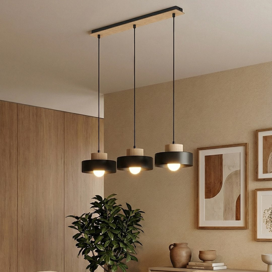 Kivi 3 Light Linear Pendant Black