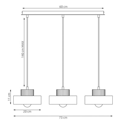 Kivi 3 Light Linear Pendant Black