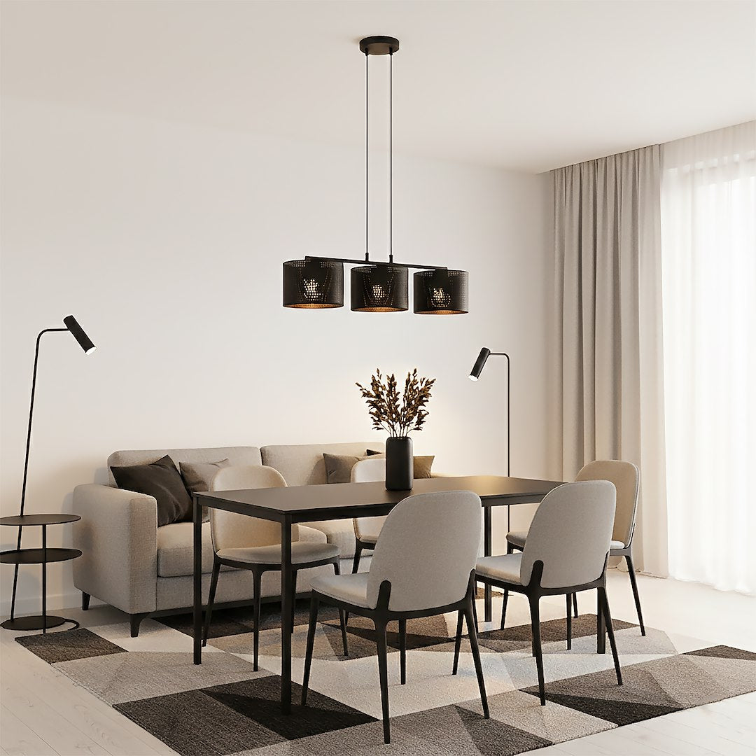 Lux 3 Light Linear Pendant Black