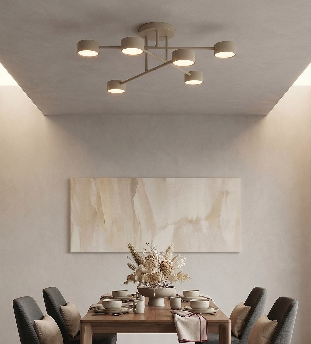 Halo 6 Light Semi Flush Beige