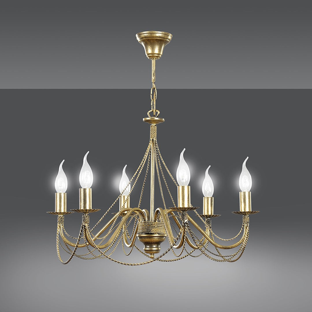 Tori 6 Light Chandelier Gold