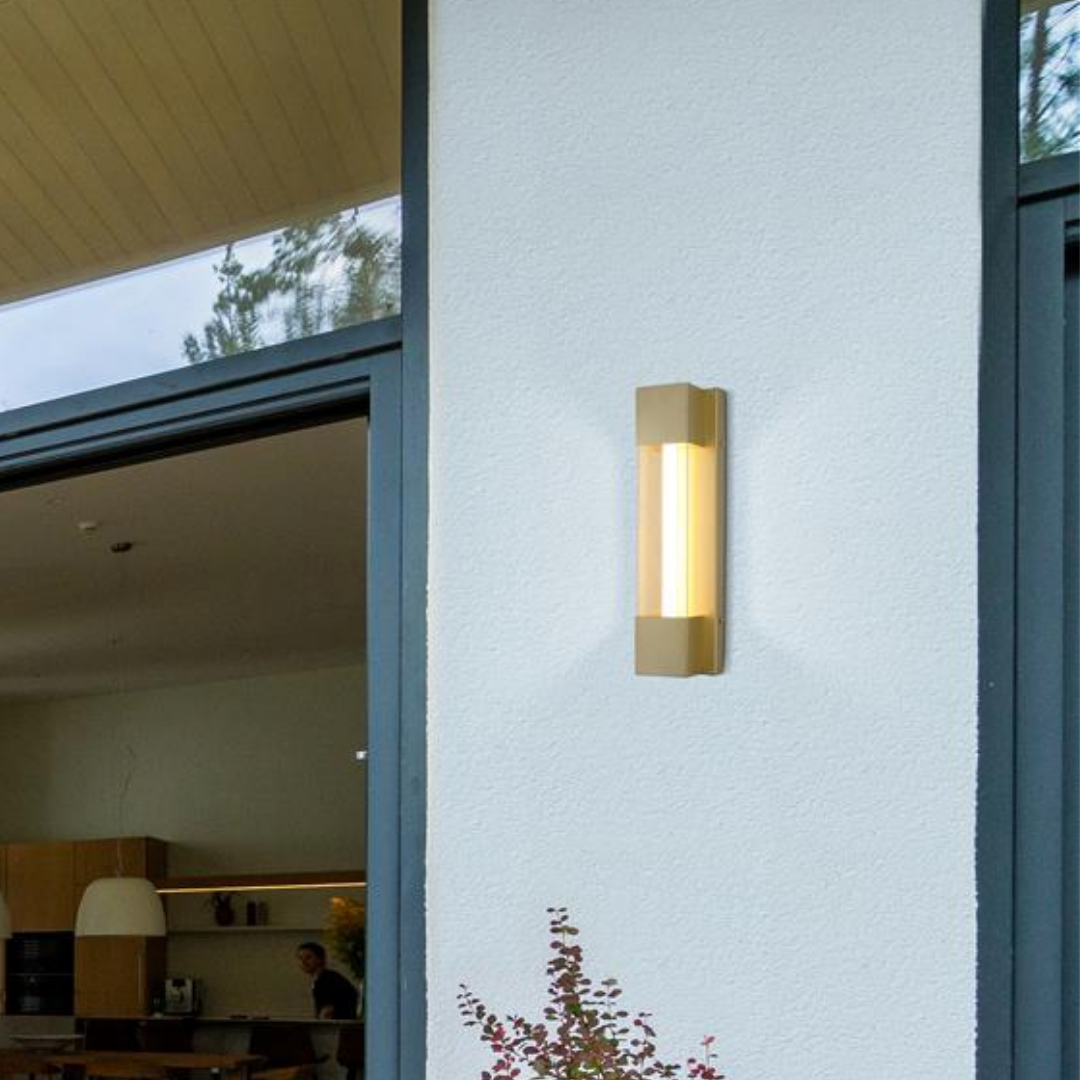 Sacramento Small Gold IP44 LED Outdoor Wall Light