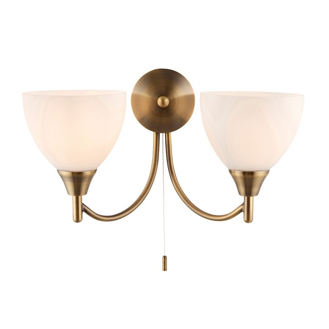 Alton 2-light Antique Brass Wall Light