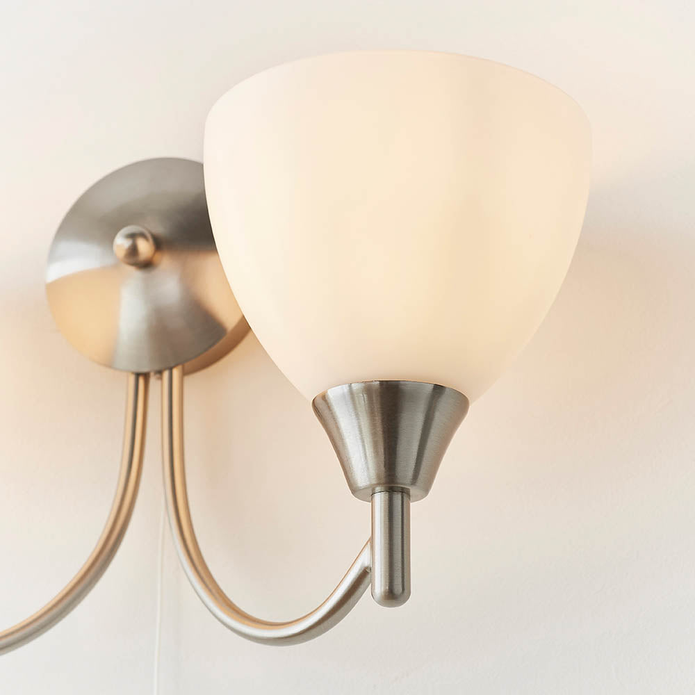 Alton 2 Light Satin Chrome Wall Light