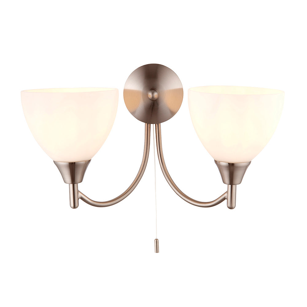 Alton 2 Light Satin Chrome Wall Light