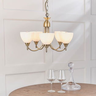 Alton 5 Light Antique Brass Pendant Ceiling Light