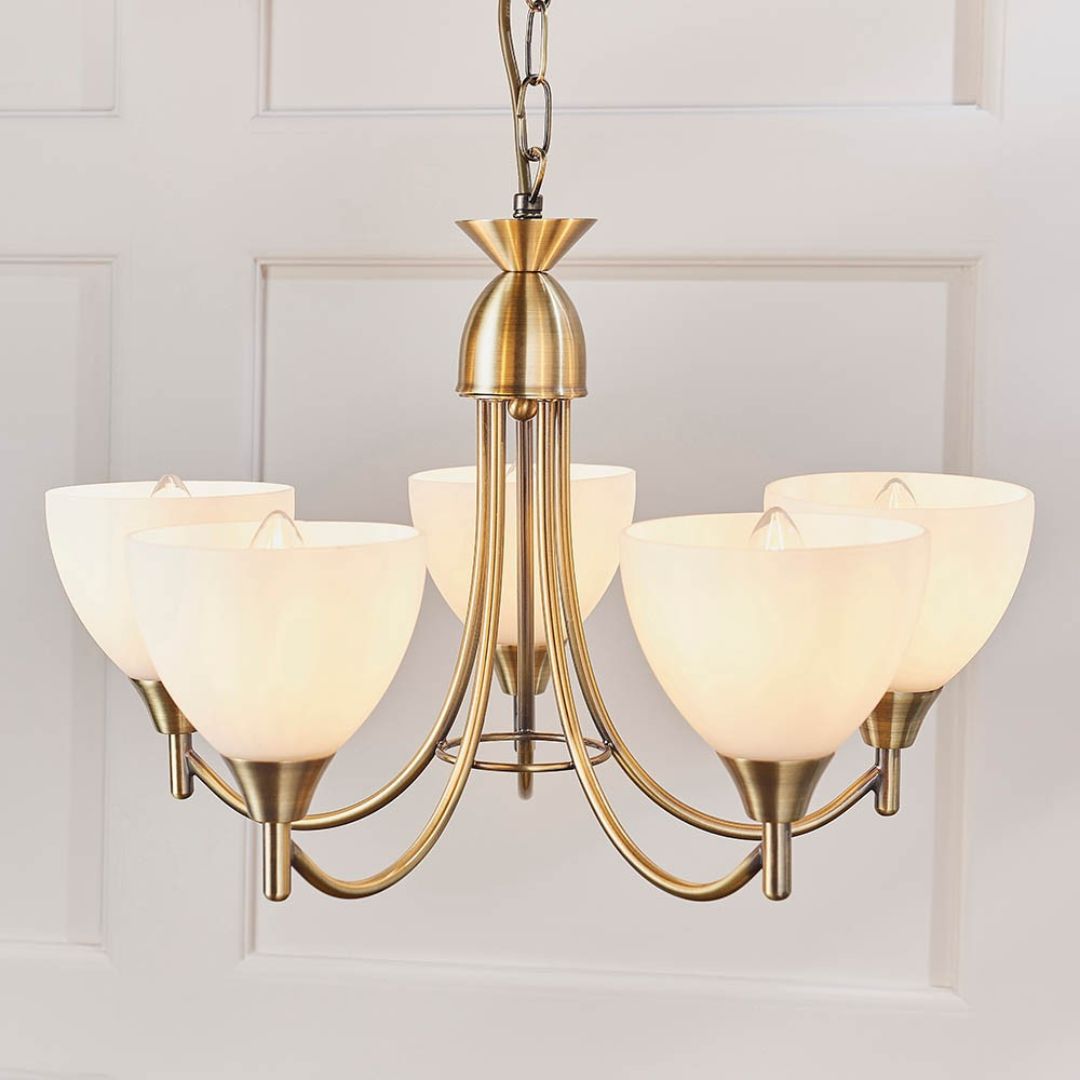 Alton 5 Light Antique Brass Pendant Ceiling Light