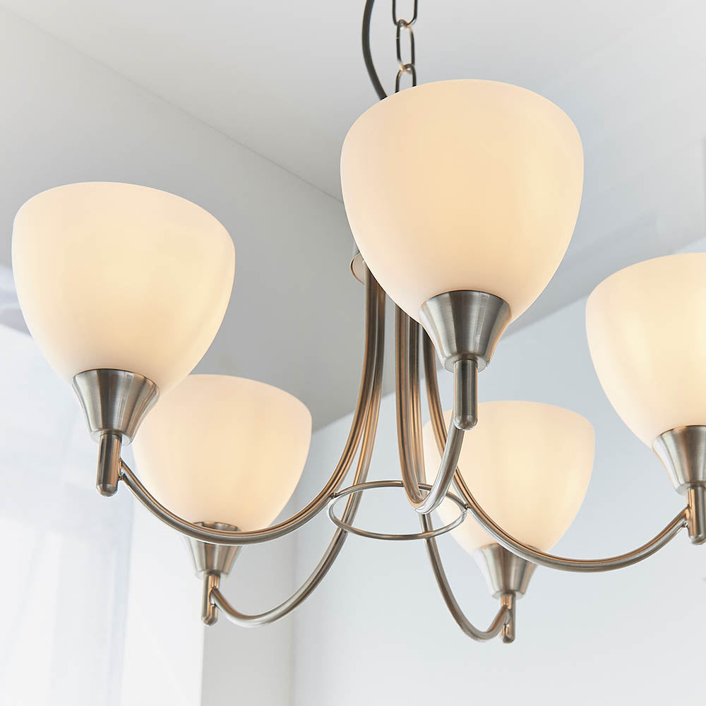 Alton 5 Light Pendant Ceiling Light Satin Chrome