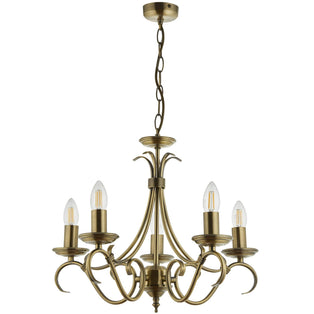 Bernice Antique Brass 5 Light Chandelier Ceiling Light