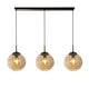 Punch 3 Light Black & Champagne Glass Ceiling Pendant Bar