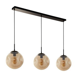 Punch 3 Light Black & Champagne Glass Ceiling Pendant Bar