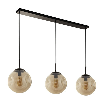 Punch 3 Light Black & Champagne Glass Ceiling Pendant Bar