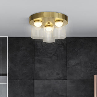 Highball 3 Light Satin Brass LED Flush Ceiling Light