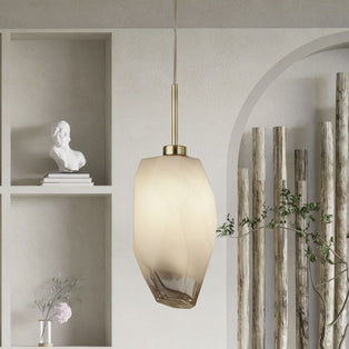 Rocky 1 Light Satin Brass & Glass Pendant Ceiling Light