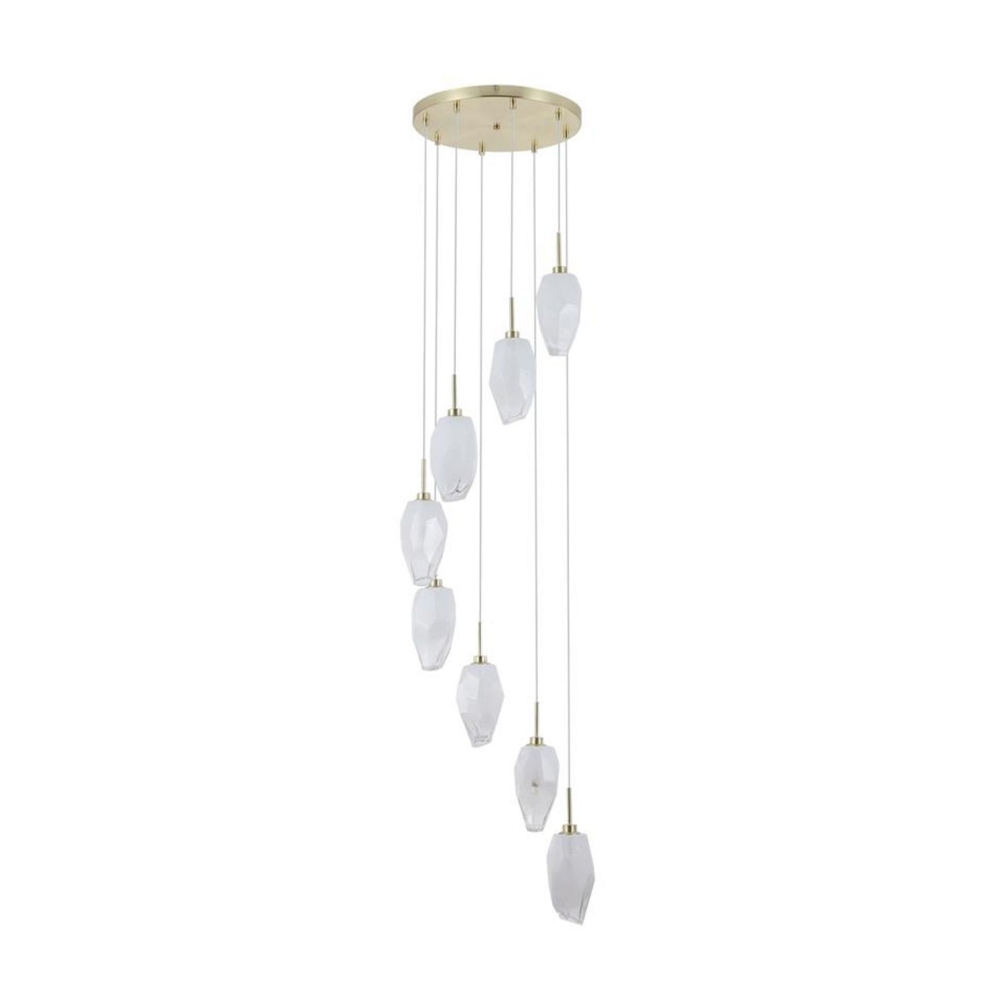 Rocky 8 Light Satin Brass & Glass Pendant Ceiling Light