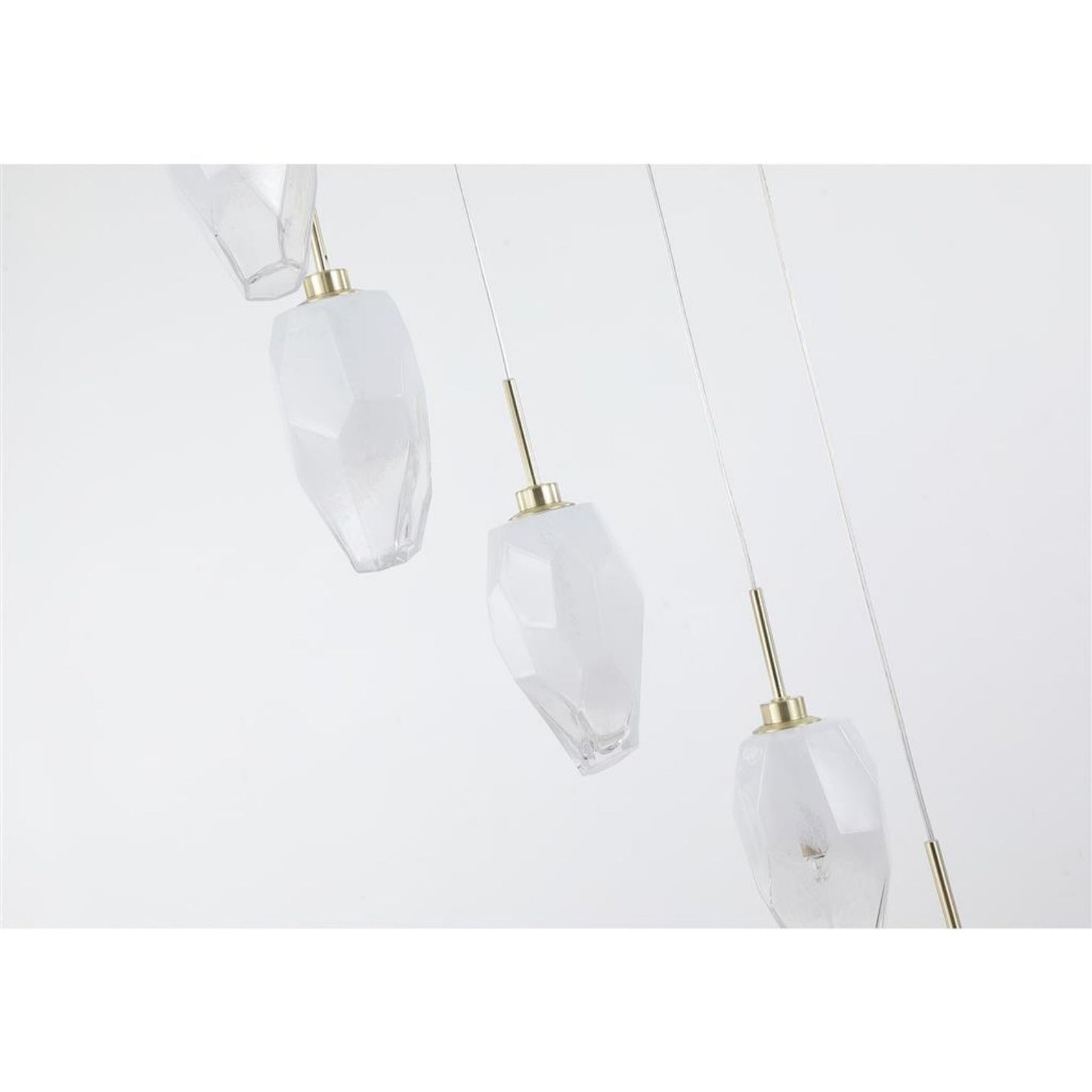 Rocky 8 Light Satin Brass & Glass Pendant Ceiling Light