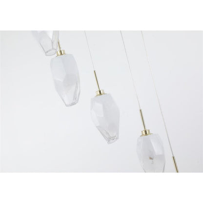 Rocky 8 Light Satin Brass & Glass Pendant Ceiling Light