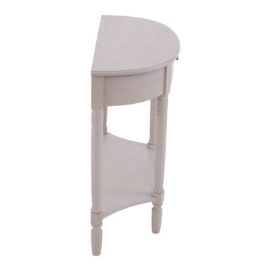 Heritage Grey Putty Wooden Half Moon 1 Drawer Console Table with Lower Shelf