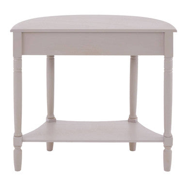 Heritage Grey Putty Wooden Half Moon 1 Drawer Console Table with Lower Shelf