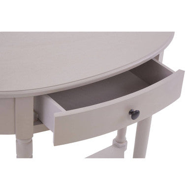 Heritage Grey Putty Wooden Half Moon 1 Drawer Console Table with Lower Shelf
