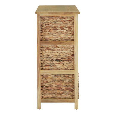 Padstow Natural Wooden Storage Unit with 6 Water Hyacinth Drawers