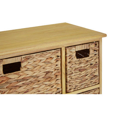 Padstow Natural Wooden Storage Unit with 6 Water Hyacinth Drawers
