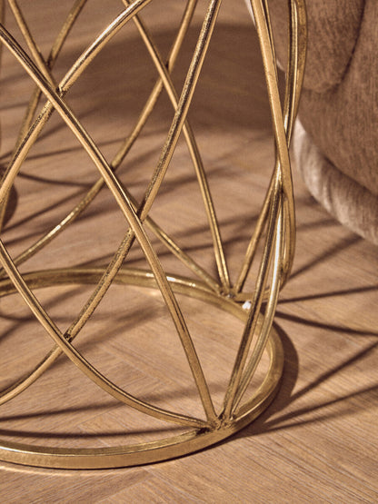 Arcana Gold Finish Set of 2 Side Tables with Mirror Top