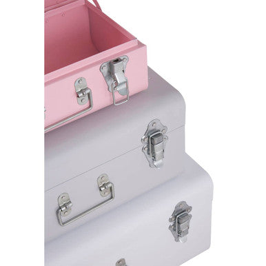 Set of Three Assorted Storage Trunks - Pink and Grey
