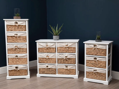 Ashby White Acacia Wood and Water Hyacinth 3 Drawer Chest