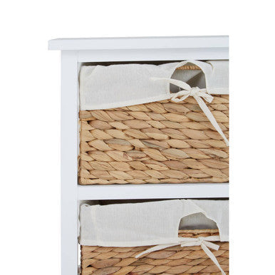 Ashby White Acacia Wood and Water Hyacinth 3 Drawer Chest