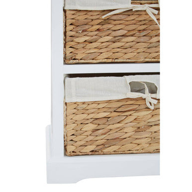 Ashby White Acacia Wood and Water Hyacinth 3 Drawer Chest