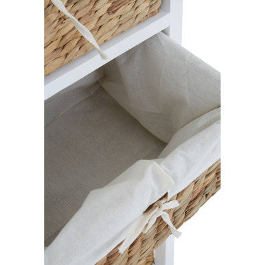 Ashby White Acacia Wood and Water Hyacinth 3 Drawer Chest