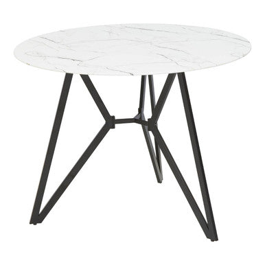 Weston White Marble Effect Round Dining Table and 6 Chairs Set