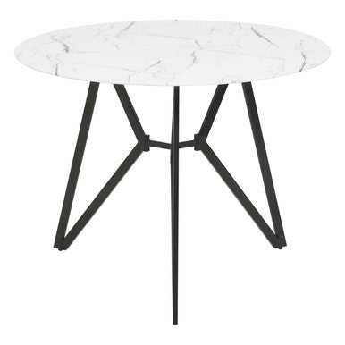 Weston White Marble Effect Round Dining Table and 6 Chairs Set