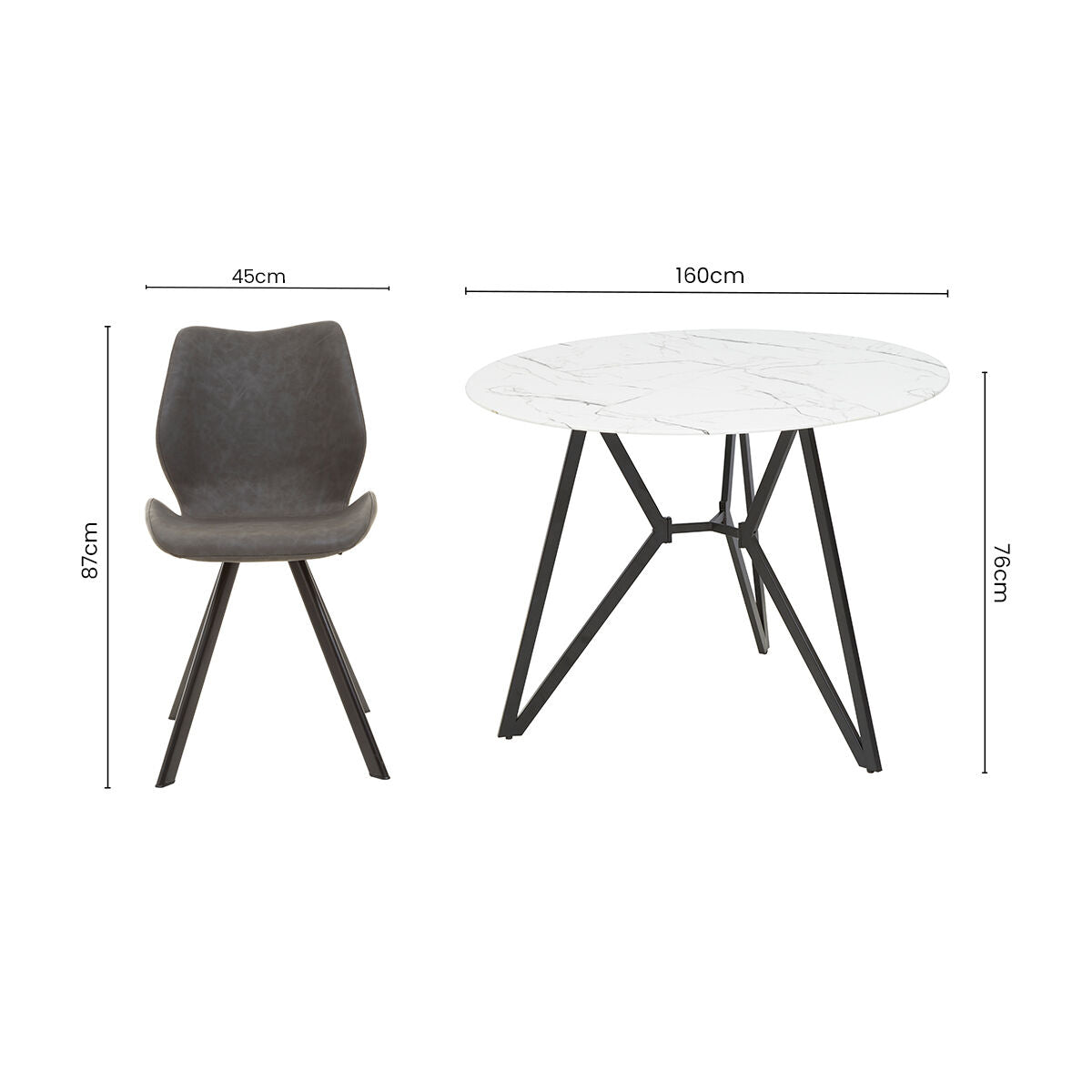 Weston White Marble Effect Round Dining Table and 6 Chairs Set