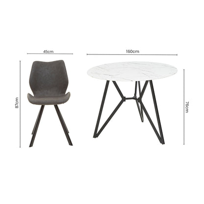 Weston White Marble Effect Round Dining Table and 6 Chairs Set