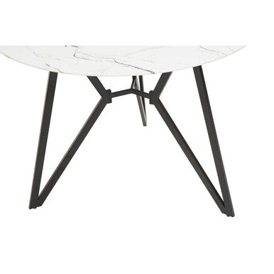 Weston White Marble Effect Round Dining Table and 6 Chairs Set