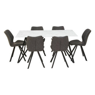 Weston White Marble Effect Rectangular Dining Table and 6 Chairs Set