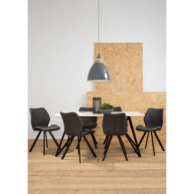 Weston White Marble Effect Rectangular Dining Table and 6 Chairs Set