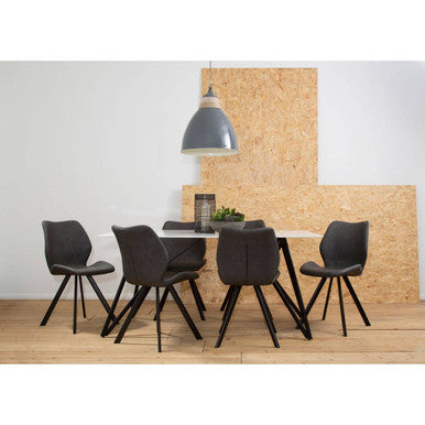 Weston White Marble Effect Rectangular Dining Table and 6 Chairs Set