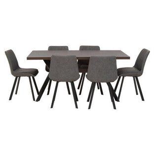 Westford Wood Effect Dining Table with 6 Grey Dining Chairs Set