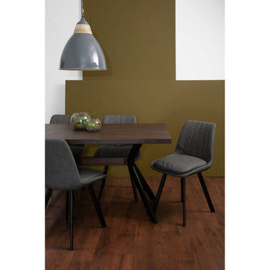 Westford Wood Effect Dining Table with 6 Grey Dining Chairs Set