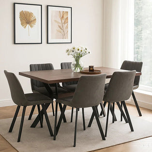 Westford Wood Effect Dining Table with 6 Grey Dining Chairs Set