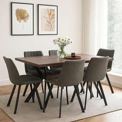Westford Wood Effect Dining Table with 6 Grey Dining Chairs Set