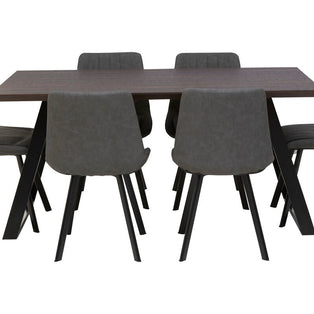 Westford Wooden Effect Dining Table with 6 Grey Dining Chairs Set