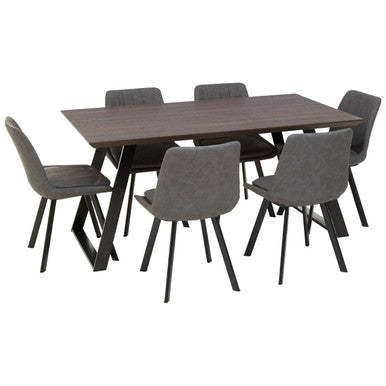 Westford Wooden Effect Dining Table with 6 Grey Dining Chairs Set